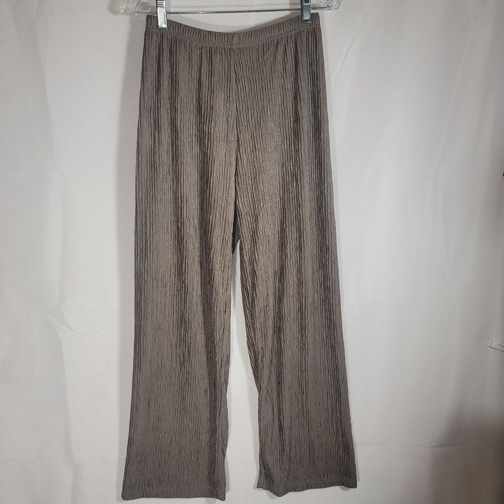 Love Poem By Block Brown Plissé Crinkle Wide Leg Pull On Loungewear Pants M